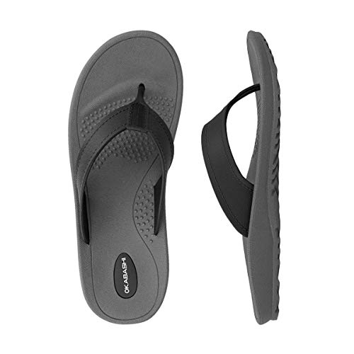 OKABASHI Men's Mariner Flip Flop Sandals (Large/Slate/Black)