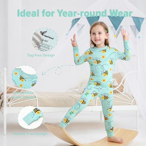 Image of Kids 2-Piece Soft Bamboo Viscose Clothing Set, Long Sleeve Top & Pants, Everyday Outfit for Toddler Boys & Girls
