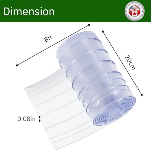 Image of Byson PVC Replacement Door Strips Clear Vinyl Curtain Single Strip 8 Foot Long Warehouse Doggie Door Replacement Strips Doghouse or Kennel Door Flap Ribbed /Scratch Resistant 200 mm Wide x 8 Feet Long