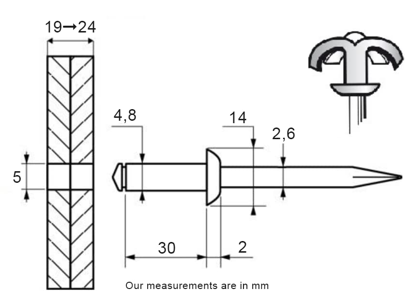 Rivet épanoui pour fixer sans arracher la tôle fine Restagraf 4,8 mm
