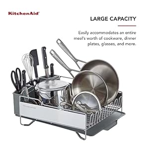   KitchenAid-Large-Capacity-Full-Size-Rust-Resistant-Dish-Rack-with-Angled-Drain-Board-and-Removable-Flatware-Caddy-Light-Grey