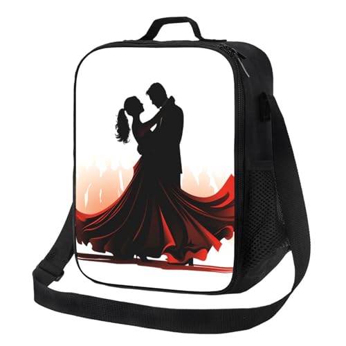 Lonchera aislada para hombres y mujeres, lonchera de baile de salón para oficina, trabajo, picnic, bolsas de almuerzo a prueba de fugas con correa para el hombro para adultos, bolsas de comida