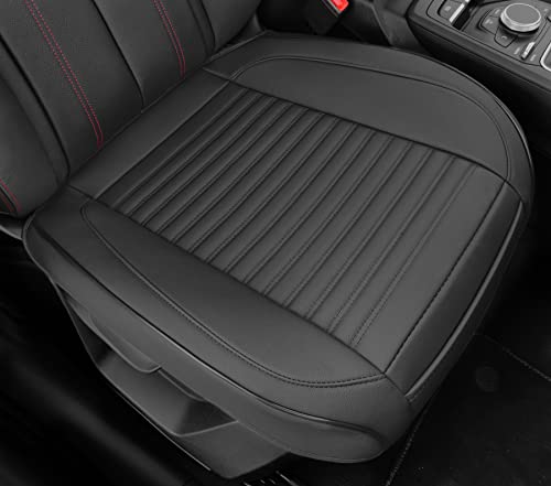 Spark Pu Leather Car Seat Covers - 2 Pieces Front Bottom Seat Covers Fits 95% Cars With Storage Bags, Padded For Comfort, Anti-Slip, And Full Wrapping Edge For Ultimate Protection, Black #TOP4