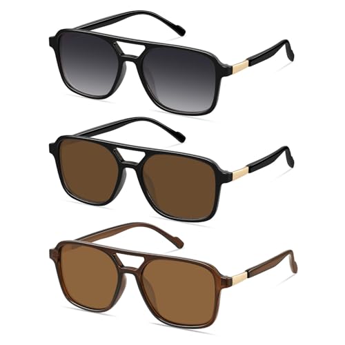 Image of GRFISIA Retro Aviator Sunglasses for Women Men Trendy Rectangle Womens Mens Sun Glasses Shades for Driving Vacation UV400