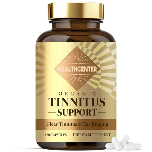 HEALTHCENTER Tinnitus Relief for Ringing Ears, 120 Capsules Supplement for Tinnitus Treatment, Noise Reduction & Ear Ringing Relief, Supports Ear Health