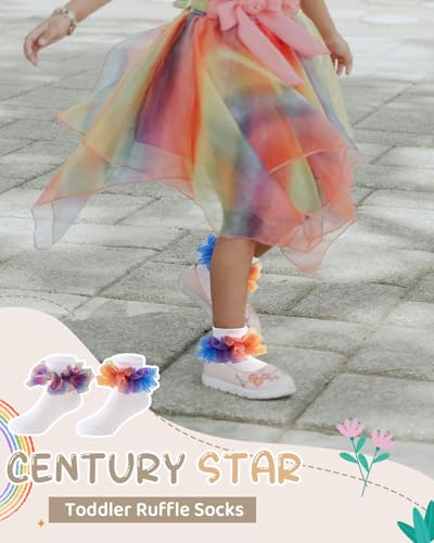 Toddler Ruffle Socks for Girls Dress Socks Double Lace Sock for Kids Turn Cuff Baby Sock4