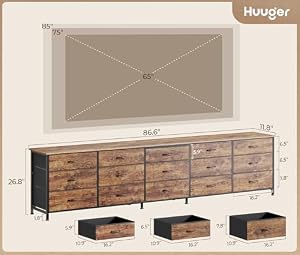 Huuger 86.6 Inch Long Dresser for Bedroom, TV Stand for 65, 75, 85 Inch TV — photo 3 of 6