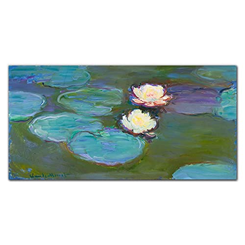 Tableau en verre 100x50cm lis d'eau pour illuminer un mur sombre