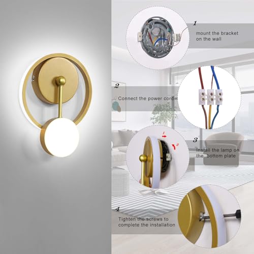 Image of XEYOU 18W Modern Wall Sconce Lighting Indoor LED Creative Wall Light Fixture Clock Shape Decoration Wall Lamp for Living Room Bedroom Stair Corridor