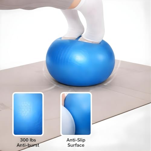 Image of KAIDAA Anti Slip Anti Burst Yoga Ball, (25cm) 9.8 Inch Exercise Mini Soft Workout for Home Gym Yoga, Pilates, Core Training, Pregnancy Workout, Balance, Stability for Men & Woman (Blue)