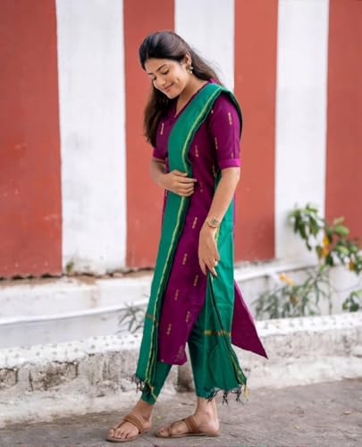 Image of ANNI Designer Women's Rayon Viscose Printed Straight Kurta with Pant and Dupatta