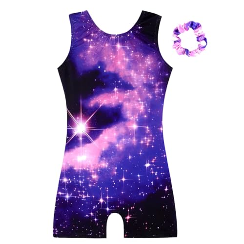 HOZIY Gymnastics Leotards for Girls with Shorts Biketards Dance Tumbling Outfits Matching Scrunchies 1-12 Years Old