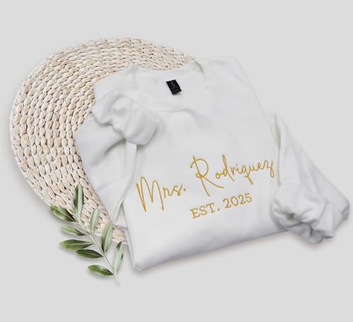 NACRE APPAREL Custom Embroidered Sweatshirt Personalized Wedding Bride Gift Future Mrs Honeymoon Hoodie Est Long Sleeve4