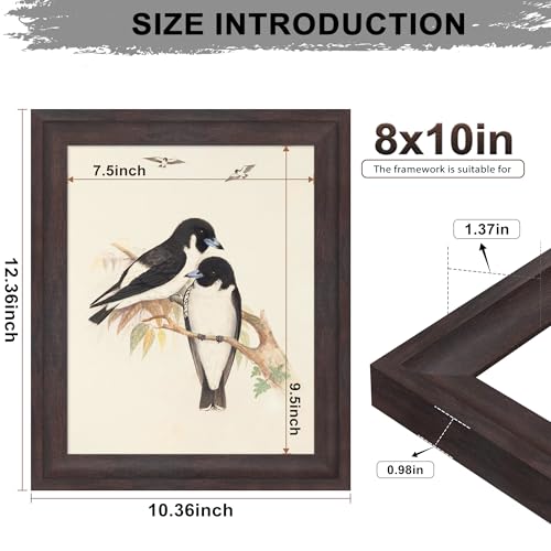 Image of 8x10 Picture Frame Walnut Brown, Wide Border, Durable 8 x 10 Wall Gallery Poster Photo Frame for Wall Hanging or Tabletop