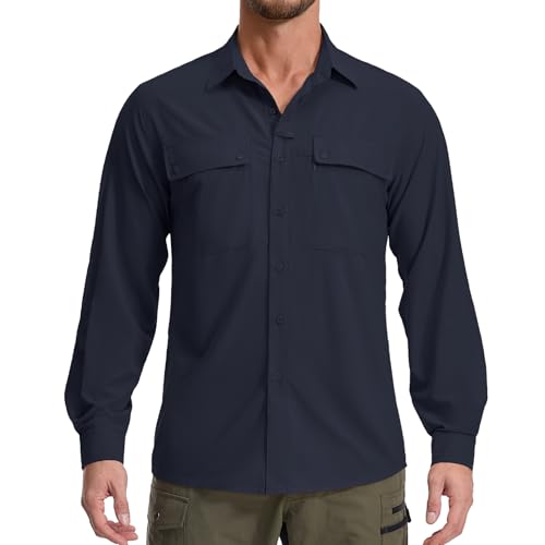 Men's Long Sleeve Hiking Fishing Shirts UPF 50+ Sun Protection Quick Dry Shirts Outdoor Travel Safari Camping2