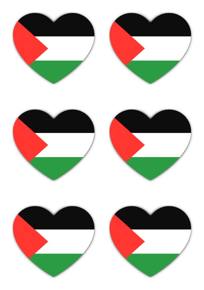 Havati Stickers: 50 Mm, 6 Pieces - Heart Sticker Flag Palestine Vinyl Sticker Set 6 Pieces 50 Mm 5 Cm Waterproof Outdoor Car Laptop Suitcase