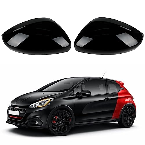 Tapas para espejo de coche, 1 par de tapas para espejo retrovisor de puerta de coche, cubiertas para espejo lateral para 2012-2019 Peugeot 208 2008 (negro)