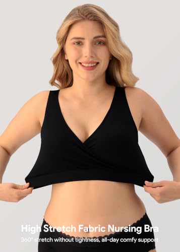 Image of HBselect Nursing Bras for Breastfeeding, Maternity Nursing Sleep Bra Wireless Pregnancy Sleep Bralette 3 /5 Pack