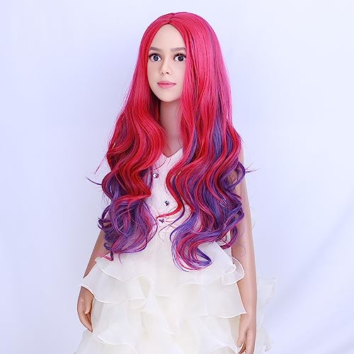 Image of PATTNIUM Pink Purple Wig for Women Long Wavy Wig Pink Mix Purple Wigs Costume Heat Resistant Synthetic Cosplay Halloween Party Wigs(Pink Purple)