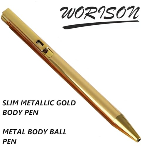 Image of worison Elegant Slim Metallic Retractable Ballpoint Pens Smooth, Sturdy Ideal for Gifting (Golden, Pack of 1)