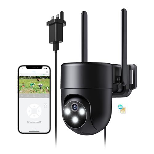 NUASI 4G LTE Security Camera Outdoor with SIM Card 24/7 Recording 2K Full Color Night Vision Support AI Human Detection Two-way Audio CCTV PTZ Camera