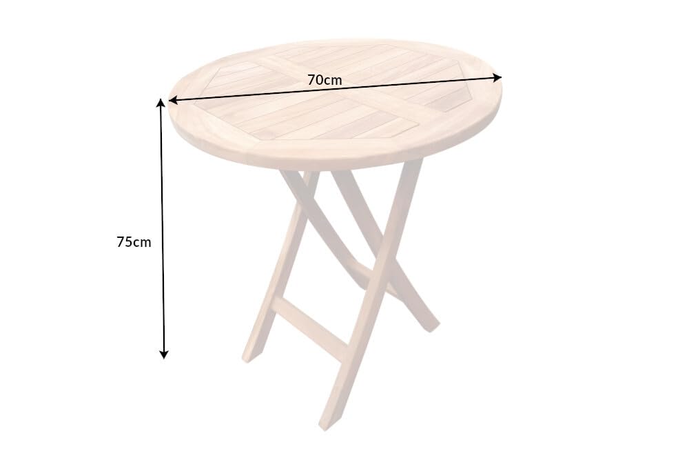 Riess Ambiente Gartentisch Empire Teak 70cm - Natur - Teakholz - robust | Montiert, wetterfest, natürliche Optik, bequemer Komfort, für Garten, Unikat, massive Verarbeitung, platzsparend
