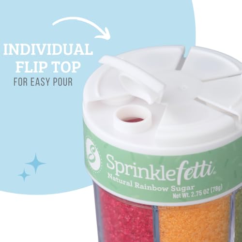 Image of Sweets Indeed Dye Free Rainbow Decorating Sugar 6 Cell Jar - No Artificial Dyes Colored Sugar Crystals for Baking & Decorating Cupcakes, Cookies, Cakes & Desserts - 2.75 ounces
