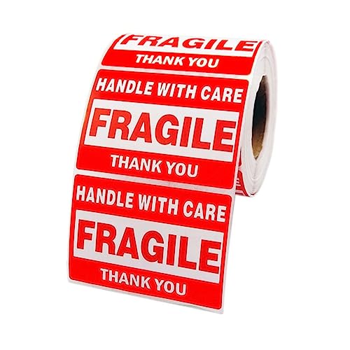 LALAFINA Fragile Labels 500pcs Transport Roll Stickers Handle Care Package Stickers
