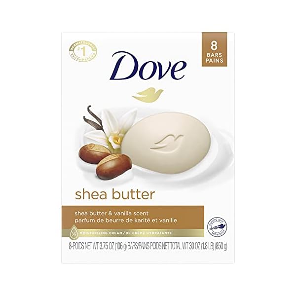 Dove Beauty Bar Skin Cleanser for Gentle Soft Skin Care Shea Butter More Moisturizing Than Bar Soap 3.75 oz 8 Bars