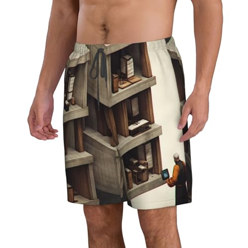 Suspended Space Men's Beach Pants-Quick-Dry & Comfortable Mens Beach Shorts for Men, Perfect for Surfing and Everyday Wear White2