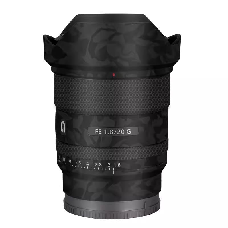 Autocollant objectif Sony FE 20mm F1.8 G protection vinyle noir FE 1.8/20