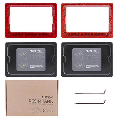 ELEGOO 2 PCSプラスチックタンク、ELEGOO Mars 3Dプリンター用、カバー二つ FEPリリースライナー取り付け済 Mars Pro Mars 2 Mars 2 Pro Photon、Photon S、Epax X1と互換 ELEGOO 2 PCSプラスチックタンク、ELEGOO Mars 3Dプリンター用、カバー二つ FEPリリースライナー取り付け済 Mars Pro Mars 2 Mars 2 Pro Photon、Photon S、Epax X1と互換
