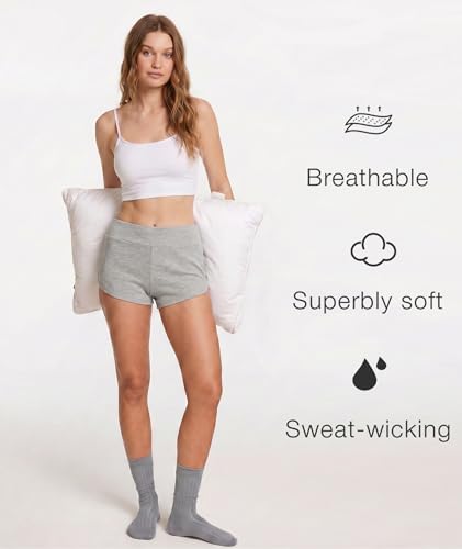 Image of LazyCozy Bamboo Viscose Sleep Shorts for Women, Soft Dolphin Lounge Shorts | Comfy Y2K Micro Mini Pajama Shorts, Lightweight Booty Shorts, Summer Pj Shorts, Knit Workout Shorts
