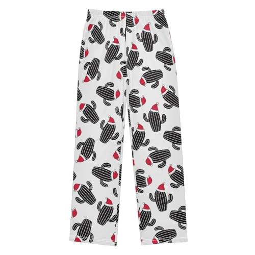 ZZKKO Cactus Christmas Hat Doodle Boys Pants for Kids Jogger Pants with Pockets S-XL