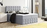 Boxspringbett MERA Premium Farbwahl, Topper Federkern 140/160/180 x 200 cm (180 x 200, Grau - Erie 12)