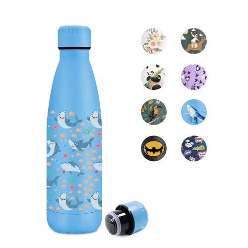 KollyKolla Botella Termica 500ml, sin BPA, Reutilizable, Cantimplora Termo con Doble Aislamiento, Fácil de llevar, Cantimplora Termica para Dióxido de Carbono, Camping, Niños, Fitness, Colegio
