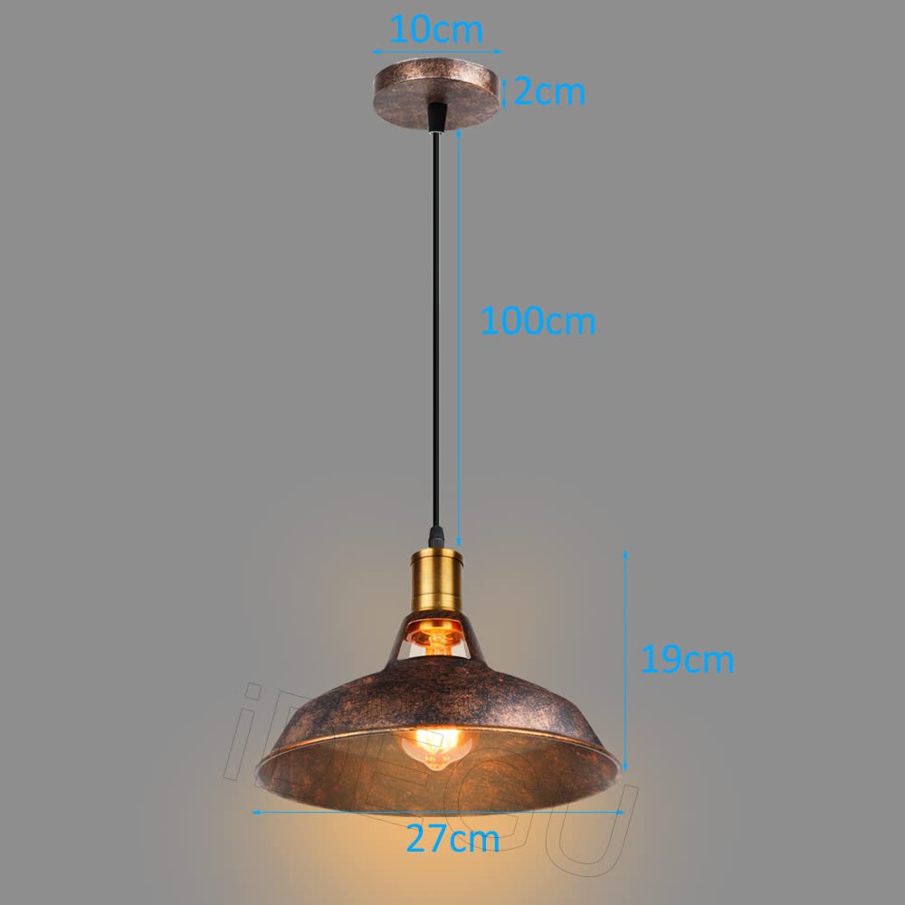 iDEGU Lámparas Colgantes Vintage 2 Piezas Lámpara de Techo Industrial E27 27cm Óxido