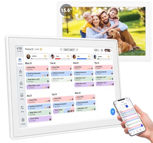 15.6' Digital Calendar Wall Touch Screen, Chore Chart, Photo Frame, Bases