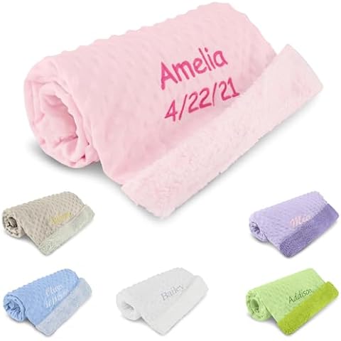 Personalized Passion Personalized Baby Blanket for Girl Swaddle Blanket with Baby’s Name & Date - Great Shower Gift - Plush and Soft Newborn Name Blanket - Cozy, Pink Color - 30/34” Cover