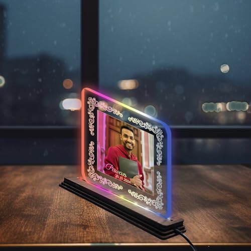 Image of Brown Cloud Personalized Name Photo LED Night Lamp Customized Gift for Men Women Husband Wife Girlfriend Boyfriend Birthday Marriage Anniversary Festivals Decoration(LED RBW NL AO 001)(D7)