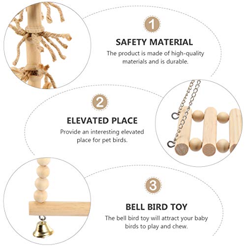 UKCOCO 8 Peças Pássaro Papagaio Balançando Brinquedos de Mascar Com Sino de Madeira Natural Em Pé Re