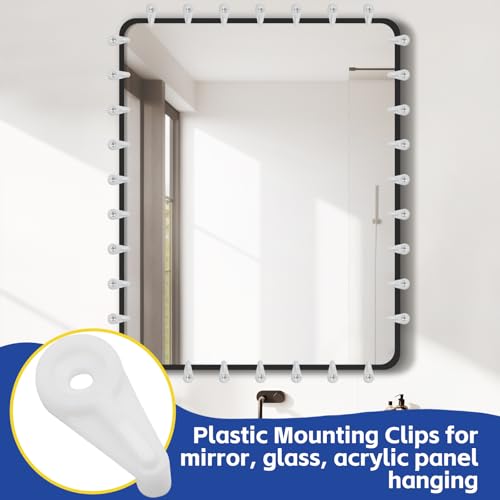 Image of 25pcs Mirror Hanging Clips, Glass Retainer Clips, Plastic Mirror Mounting Clips Hanging Hardware for Fixing Window Glass Cabinet Door (White)