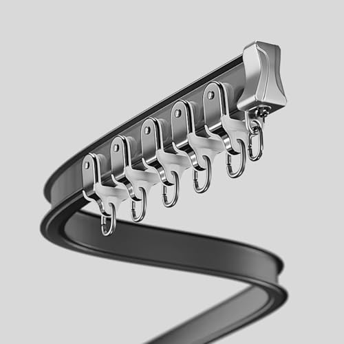 Rail de rideau flexible noir 1,8m à 7m avec support de plafond réglable pour salon