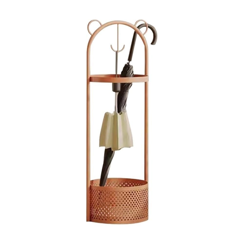 WXPGFEQ Metal Umbrella Stand with Drain Tray and Hooks – Entryway Umbrella Holder for Home, Office, Restaurant, Holds Umbrellas & Walking Sticks