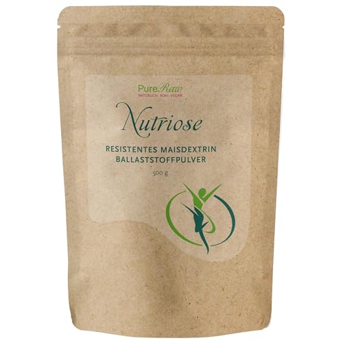 Nutriose - Ballaststoff Pulver 500g – Geschmacksneutral & Leicht Löslich I Reguliert Blutzucker, Unterstützt Verdauung & Ballaststoffreiche Ernährung I Ohne Zusatzstoffe I PureRaw Nutriose Maisdextrin