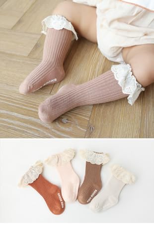 Toddler Girls Double Eyelet Frilly Lace Socks with Ripple Cuffs and Big Ruffle for Infants and Kids4