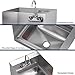 Giantex Commerical Washing Sink NSF Stainless Steel Wall Mount Hand Washing Basin with Faucet & Side Splashes Heavy Duty Hot & Cold Temperature Water Inlet