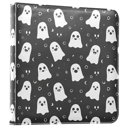 JIPONI Cute Funny Cartoon Ghosts Large Photo Album, DIY Leather Cover Scrapbook Albums for 4x6 5x7 6x8 Pictures, Self Adhesive Memory Book for Wedding, Baby, Family