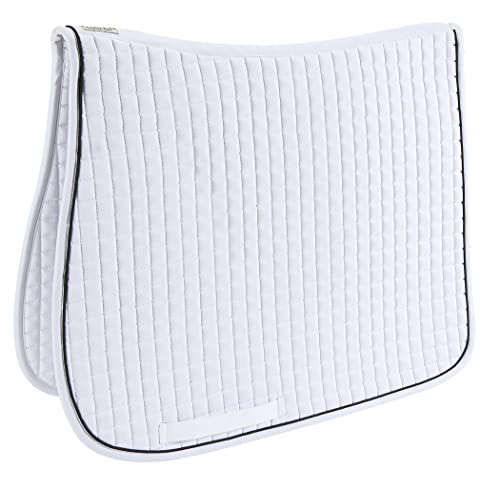 Dover Saddlery Quilted Dressage Square with Piping, Size Dress, White/Black/White