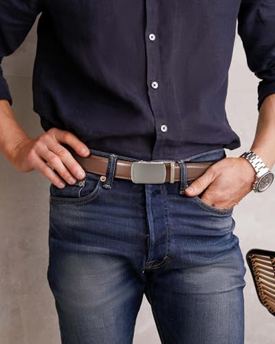 Image of CHAOREN Mens Dress Belt - Mens Ratchet Belt Leather for Dress Pant - Micro Adjustable Belts Fit Everywhere